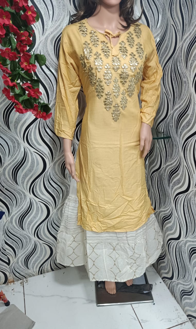 Cotton Blend Kurta with skirt attached - Forever Pretty Boutique